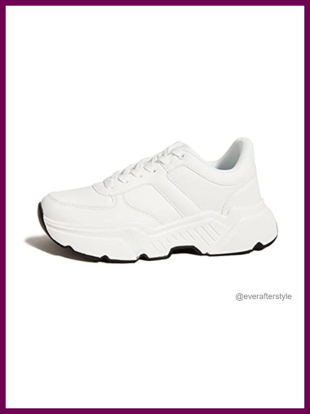 Platform Chunky Sneakers Vegan Leather Memory Foam Lace-Up Casual